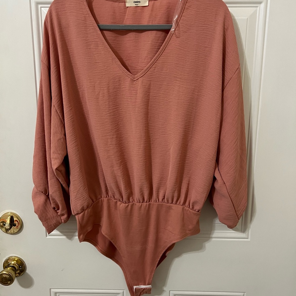 V-Neck Bodysuit in Dusty Rose